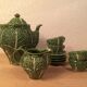 Ceramic cabbage tea set 4 cups teapot milk pot