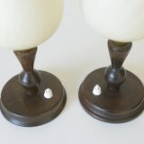 Pair of Vintage Bedside Lamps Wooden Rustic Desk Lights 1960's