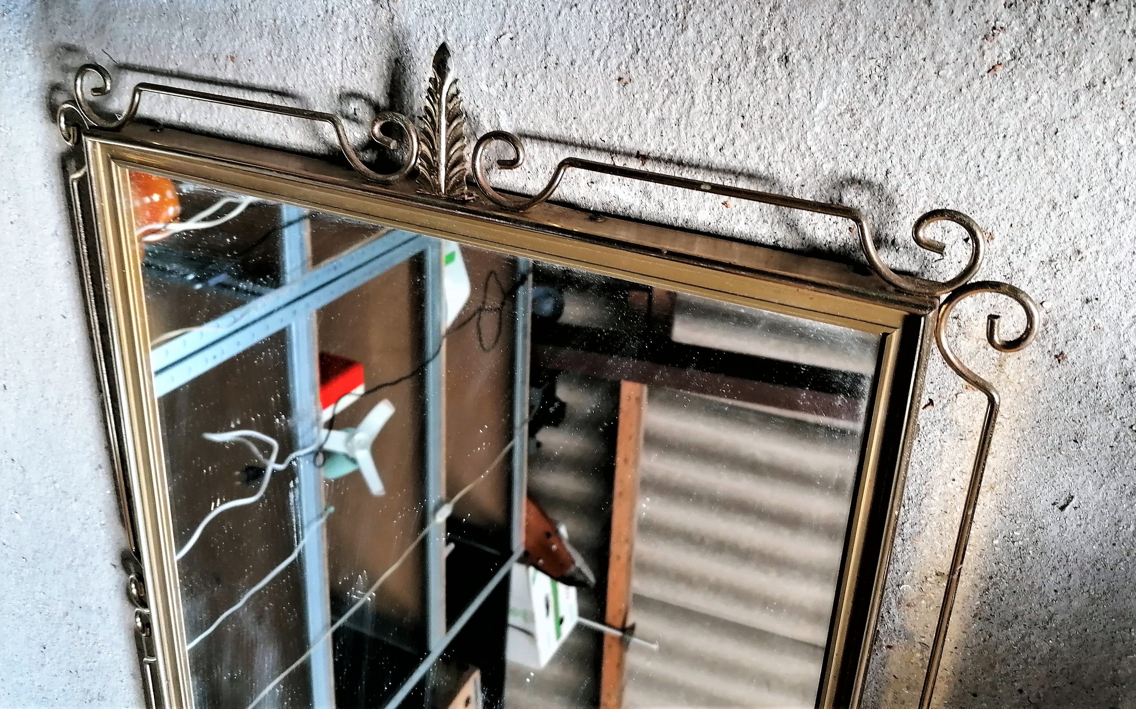 Mirror vintage gold metal frame 60 70 s