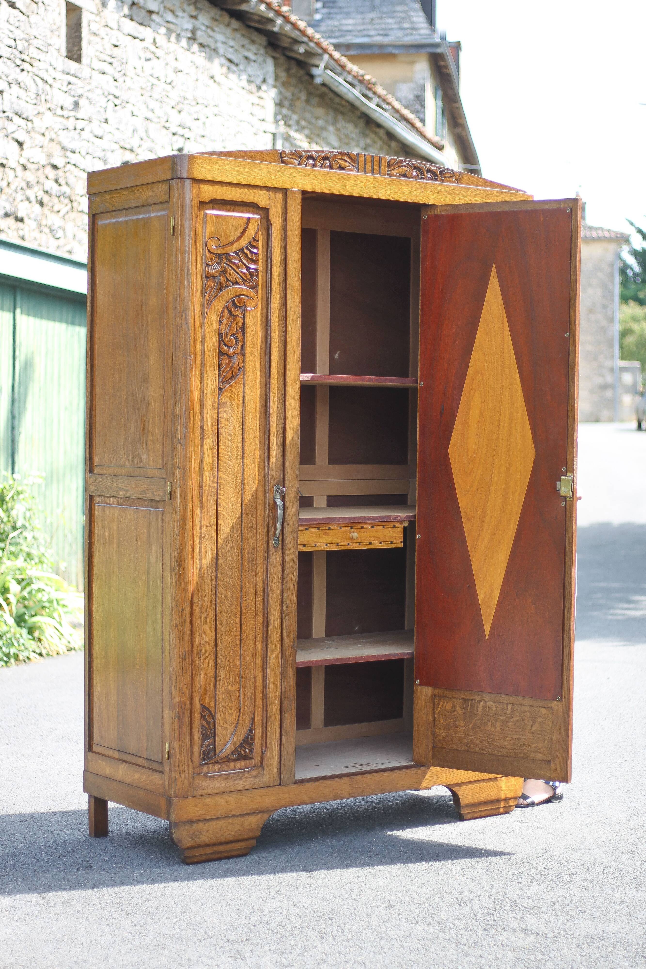 Art deco cabinet, wooden cabinet, vintage storage unit
