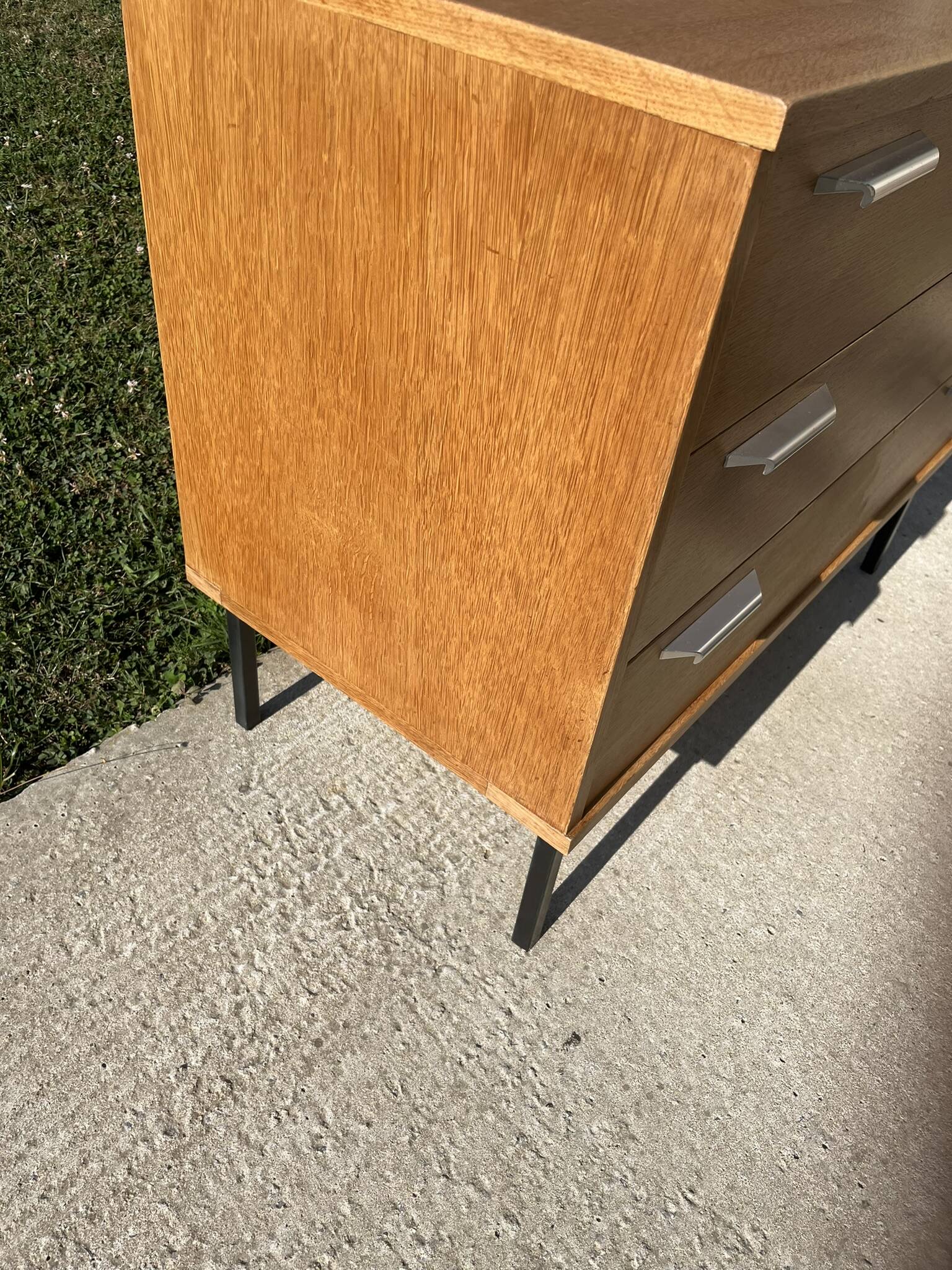 Chest of drawers with 3 drawers, metal base in the style of André Monpoix, 1960