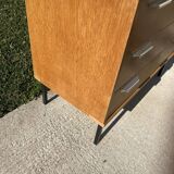 Chest of drawers with 3 drawers, metal base in the style of André Monpoix, 1960