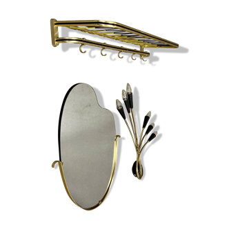 Ensemble de 3 pieces 1960 miroir galerie appliques