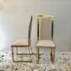 Set of 2 Michel Mangematin chairs in brass and virgin wool.