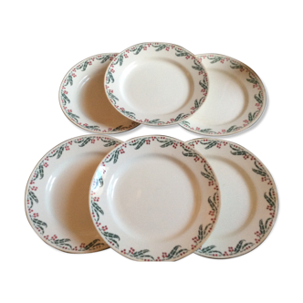 Lot of 6 holly plates 1920 king's king Choisy earthenware