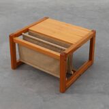 Pine and linen coffee table with magazine rack by Karin Möbring, Sweden