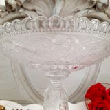 Compotier ancien en verre pressé moulé Portieux