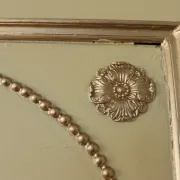 Louis XVI-style trumeau mirror with urn and dolphins – painted and gilded
