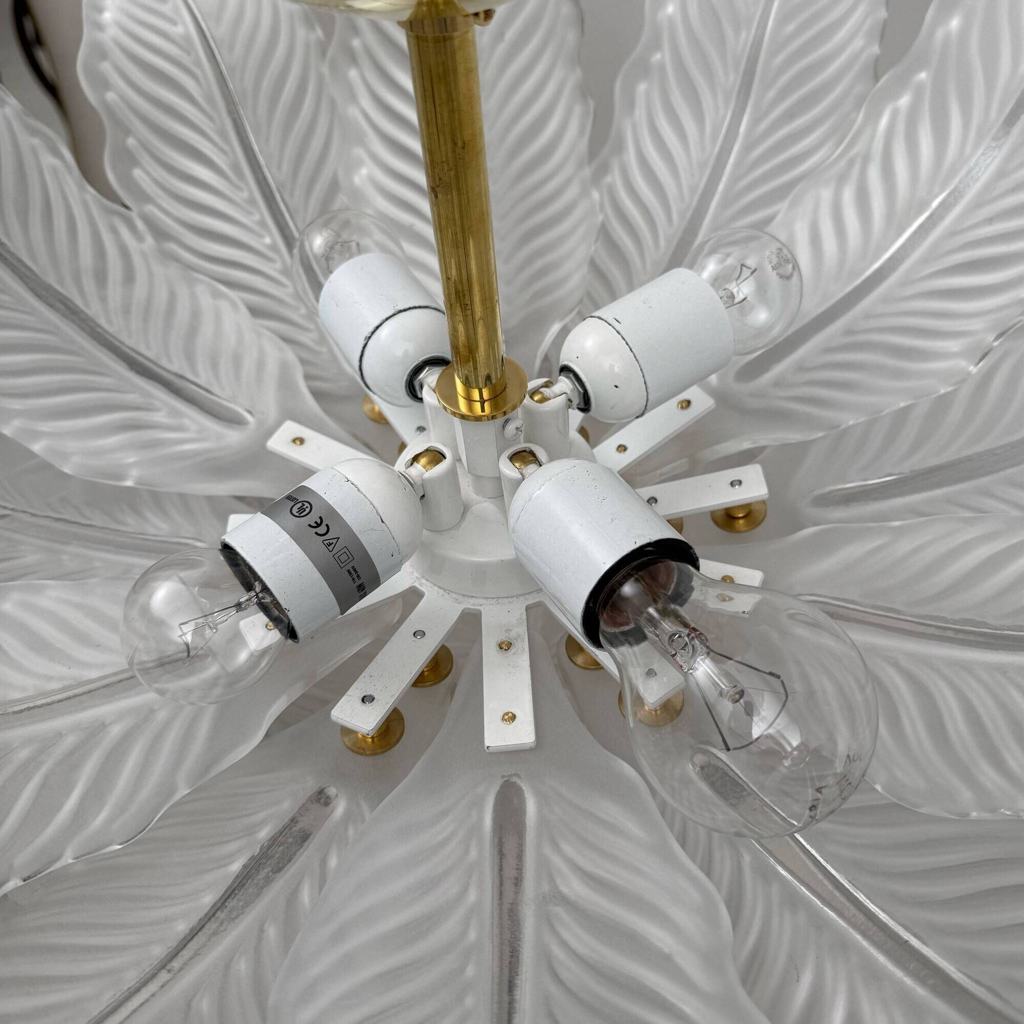 Murano Glass Ceiling Light with White Glass Flower-shaped Petals