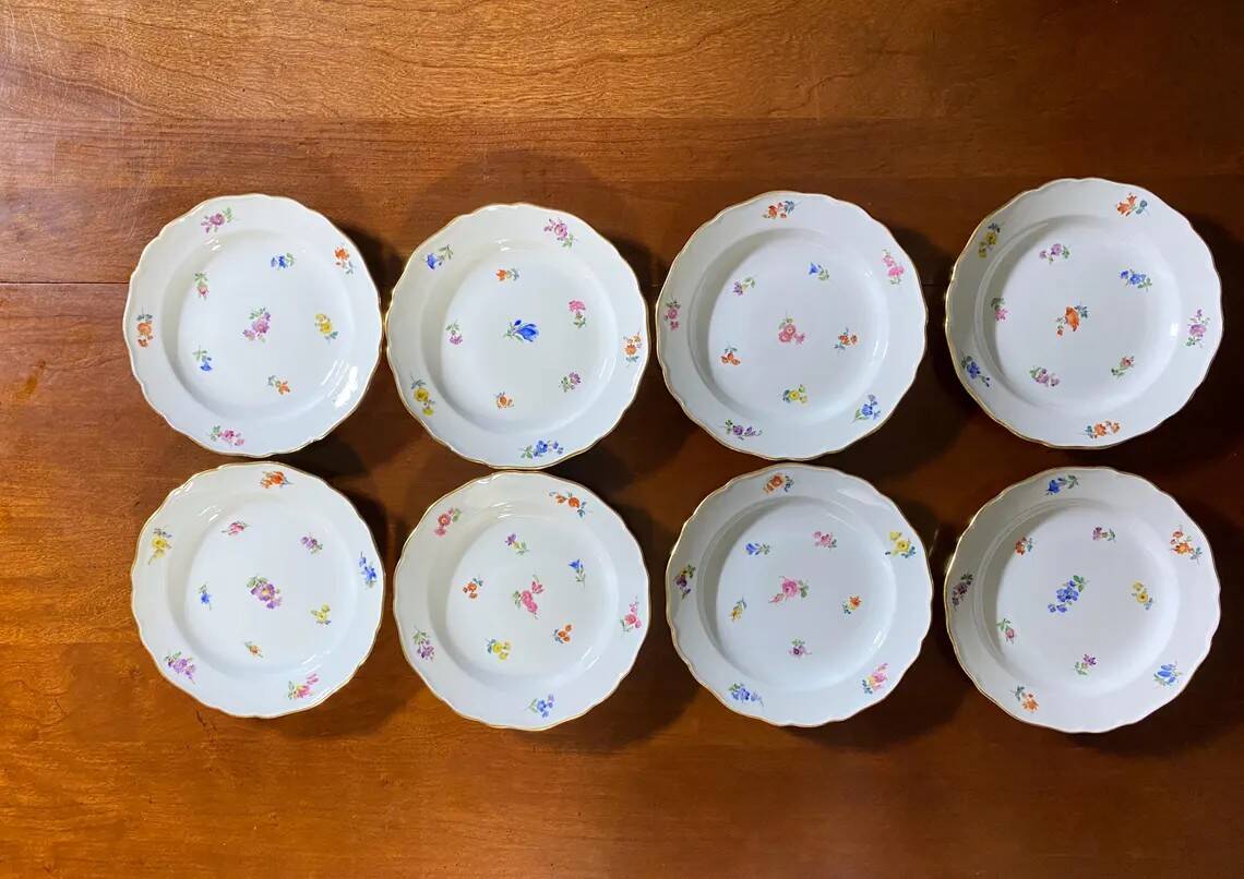 Meissen porseleinen thee- en koffieservies 'Scattered Flowers': 40-delige s