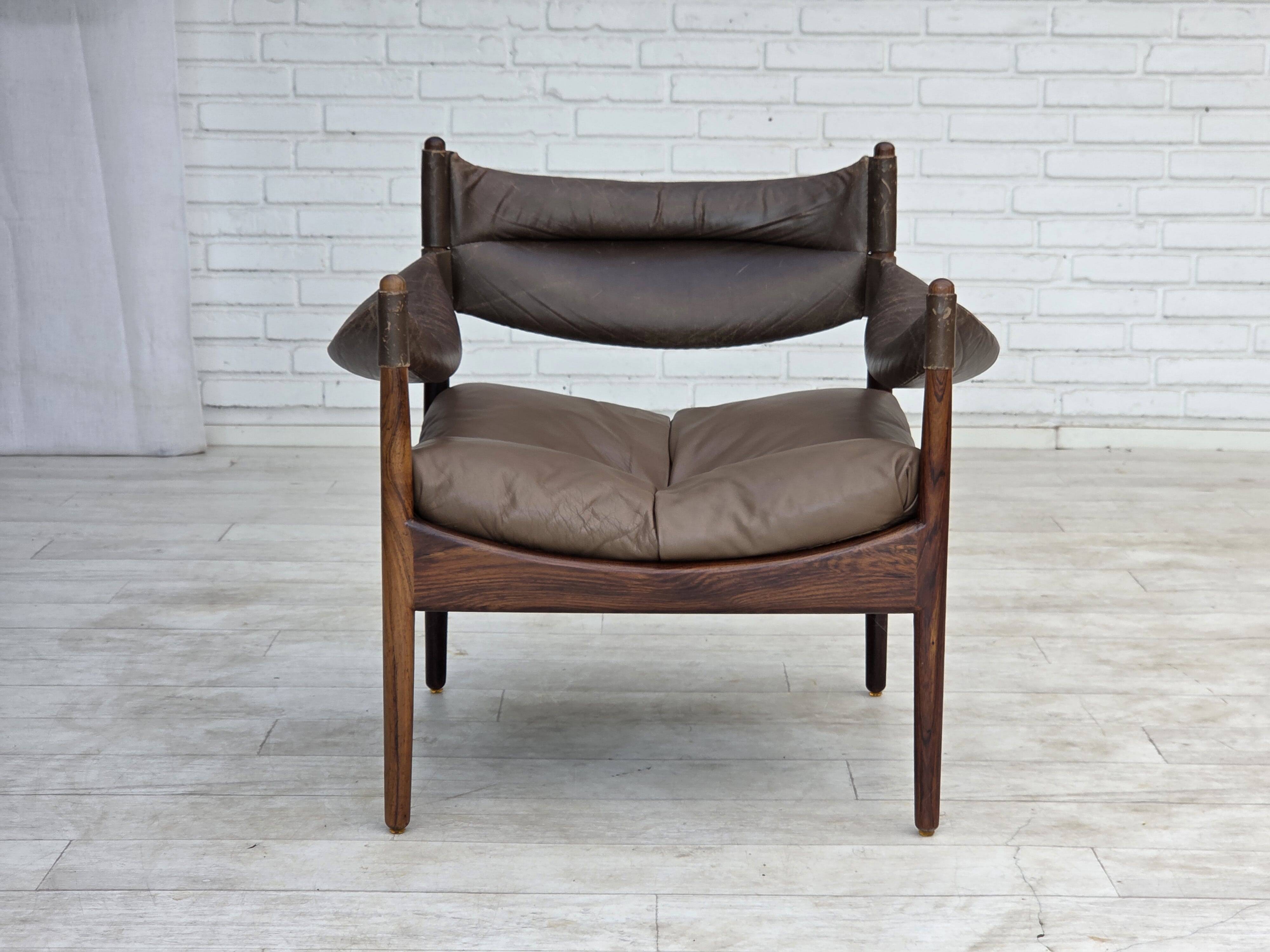 Années 1970, design danois par Kristian Vedel, fauteuil modèle "Modus".