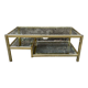 2-level coffee table Roche Bobois Hollywood Regency style brass and glass 70s