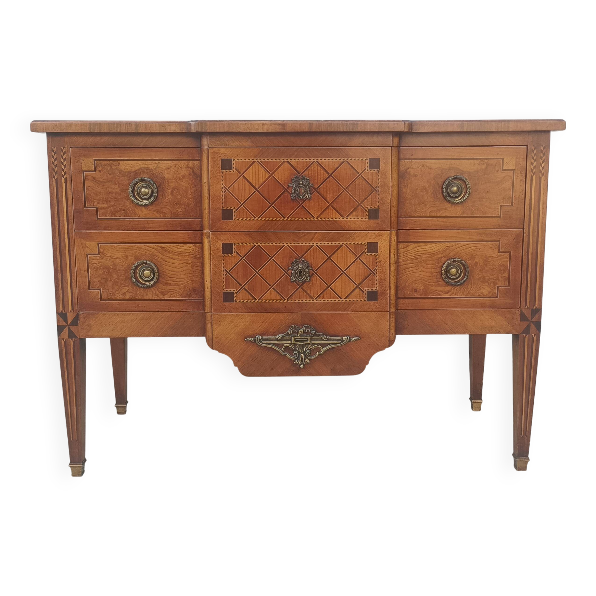 Louis XVI chest of drawers stamped in Faubourg Saint Antoine marquetry