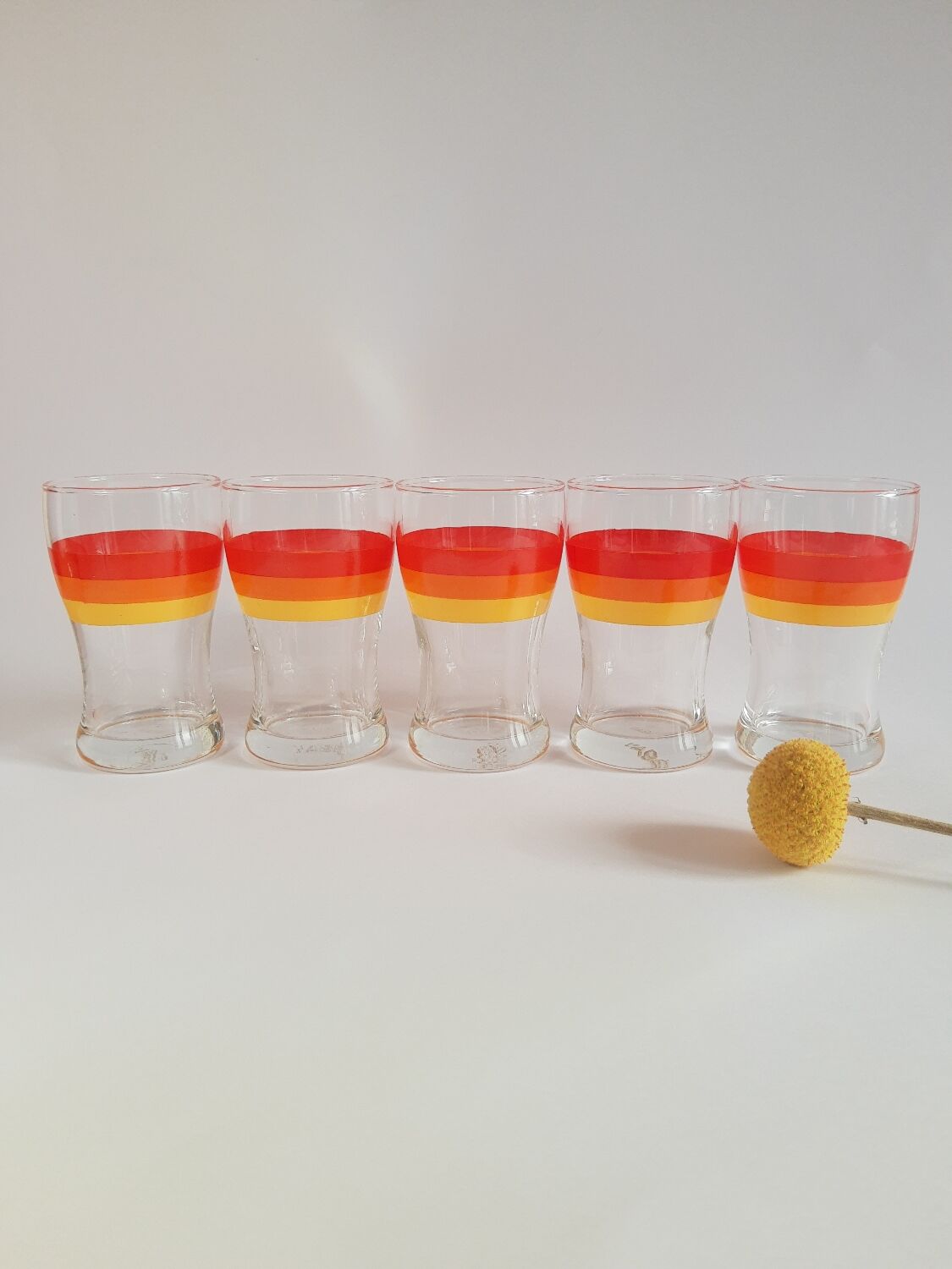 Set of 5 glasses with advertising aperitifs Vabé 1970 vintage