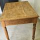 Farmhouse table, solid oak wood, raw finish, shell handles, for 6 people.
