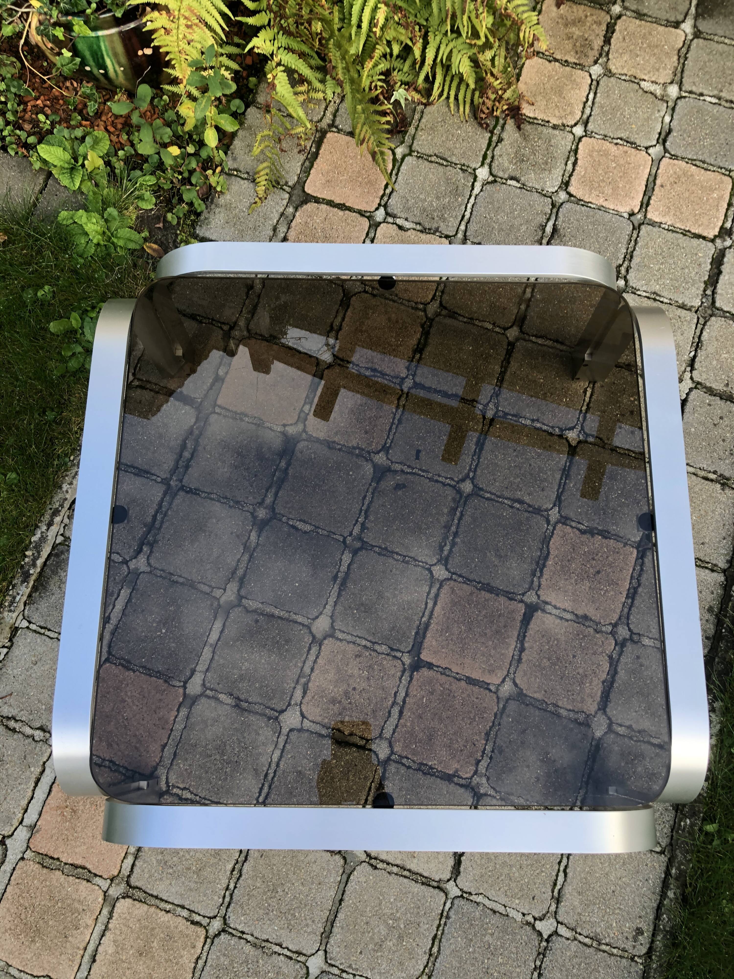 Vintage coffee table square smoked glass 1960s-1970s