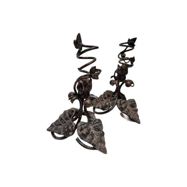 Antique French Candlesticks With Leaves, from around 1900
