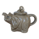 vintage ceramic teapot in the shape of a grey elephant