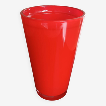 Vase vintage en verre rouge