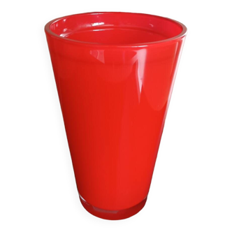 Vase vintage en verre rouge