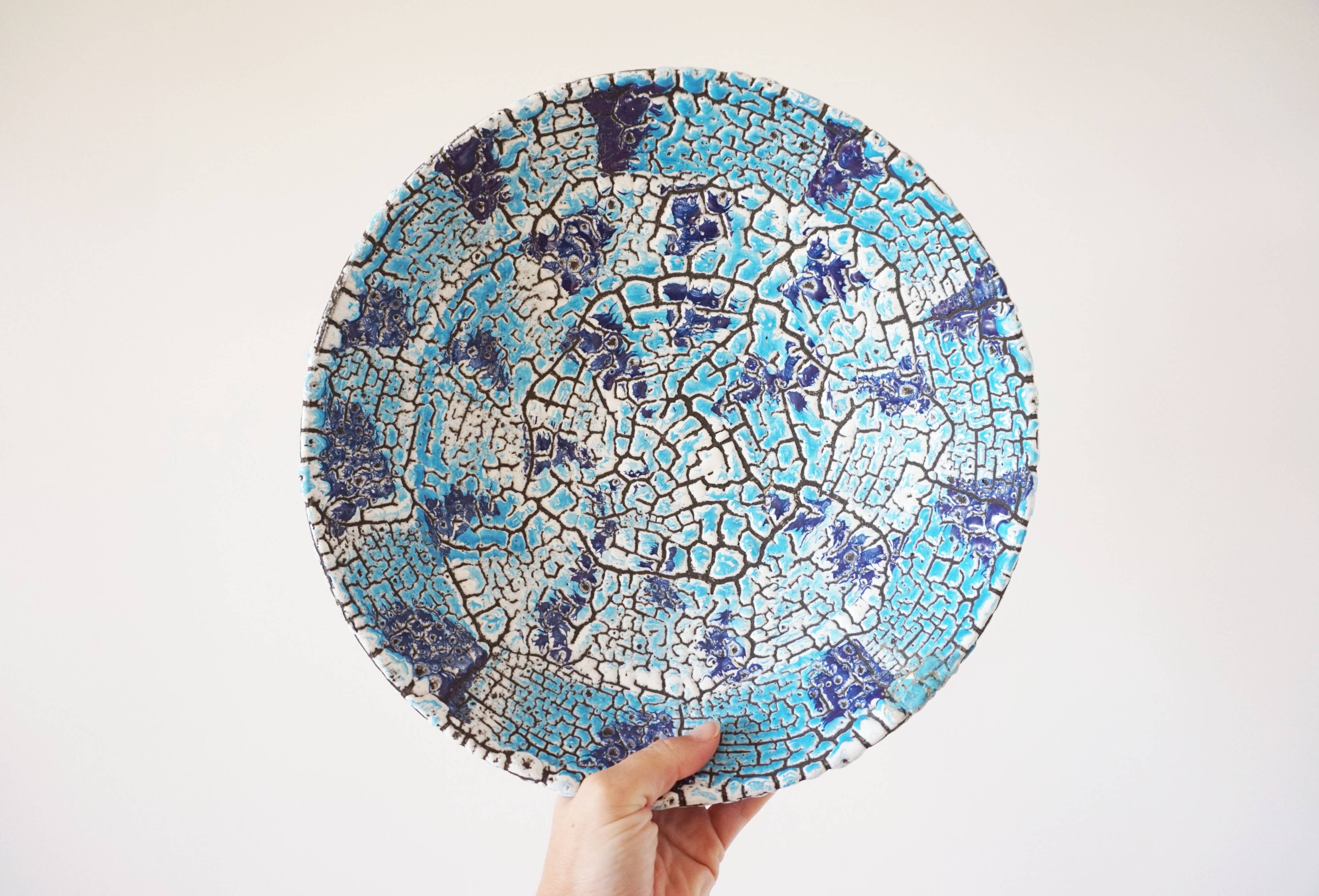 Large ceramic dish Fat lava Vallauris