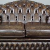Chesterfield sofa in cowhide leather 2 places