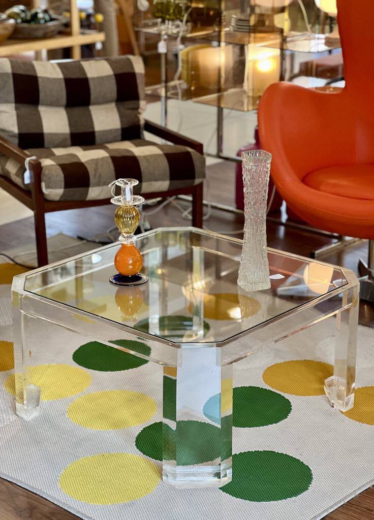 Marc Micoud Plexiglas and glass coffee table