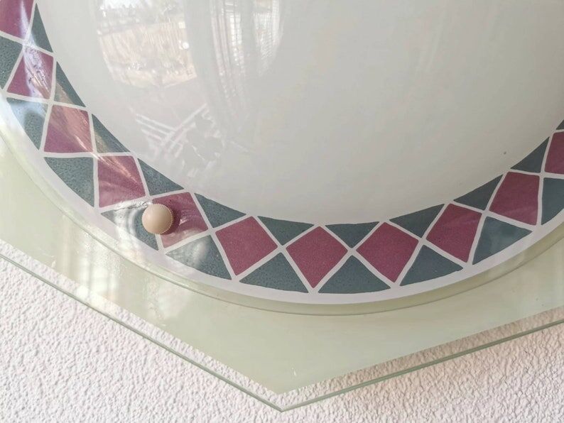 Vintage glass ceiling lamp 80s