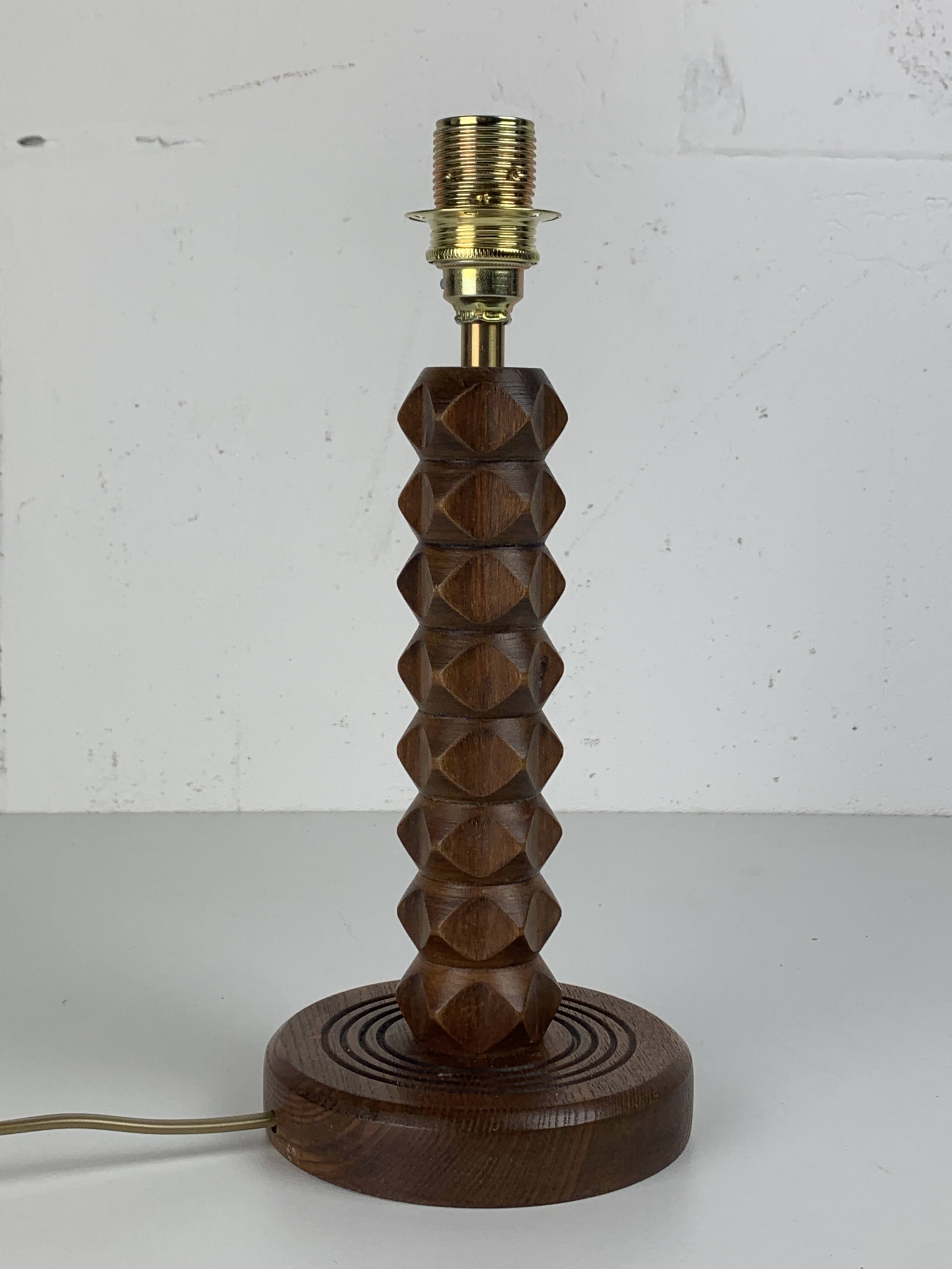 French modernist wood turned mushroom cocoon table lamp, 1950s