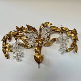 Old and large golden wall lamp Hans Kögl design from the 60s clusters of flowers