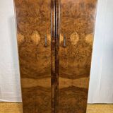 Art deco vintage brocante bachelor wardrobe burr walnut 1920-1930