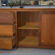 Large teak sideboard with 6 drawers and 2 sliding doors