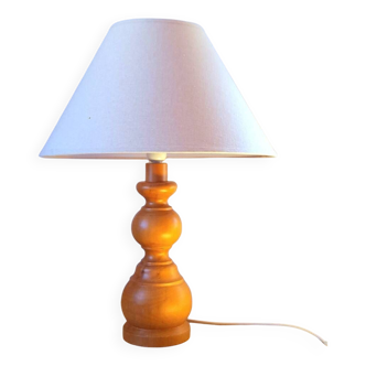 60s turned wooden lamp