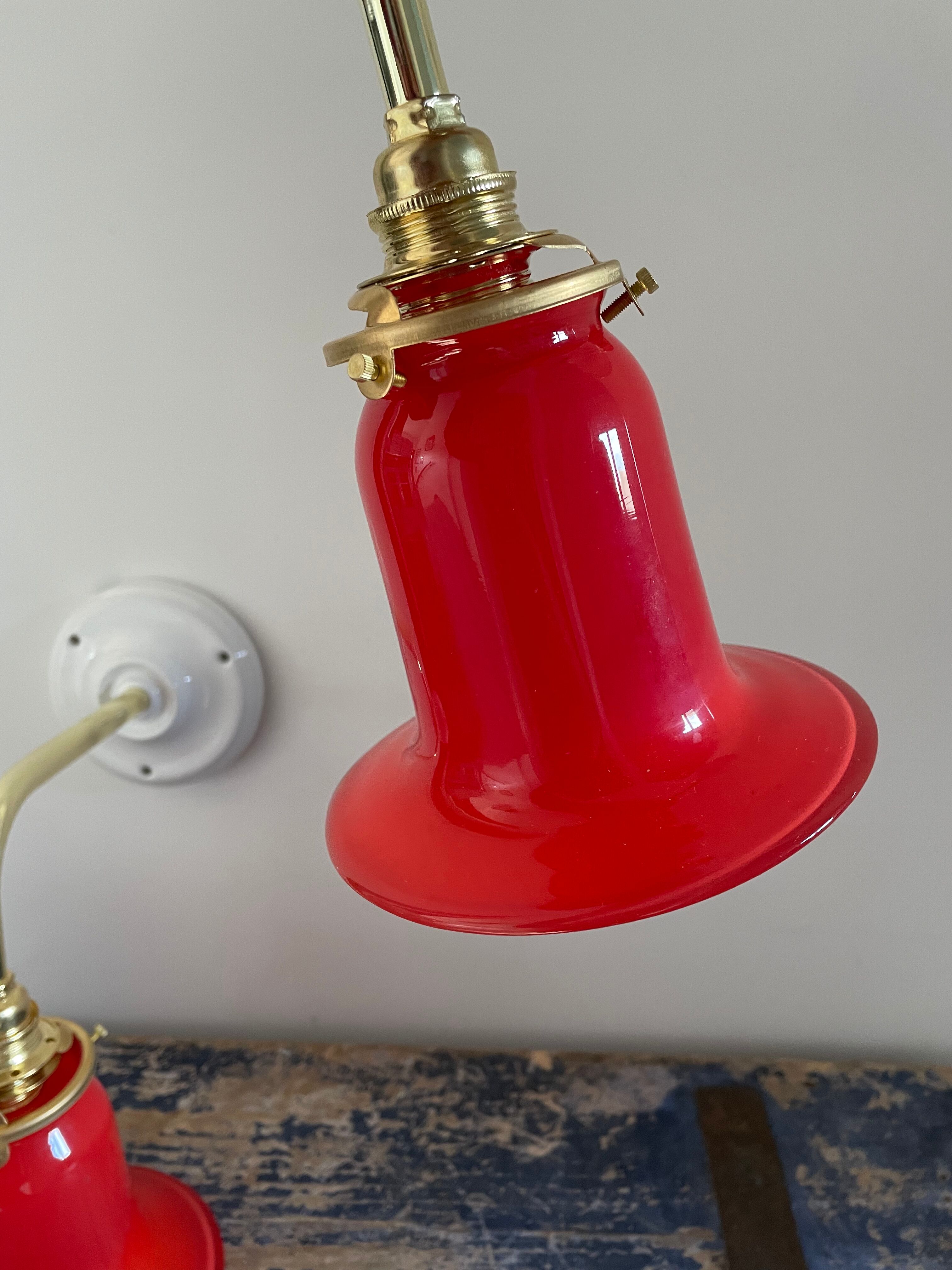 Pair of art deco wall lamps electrified to nine