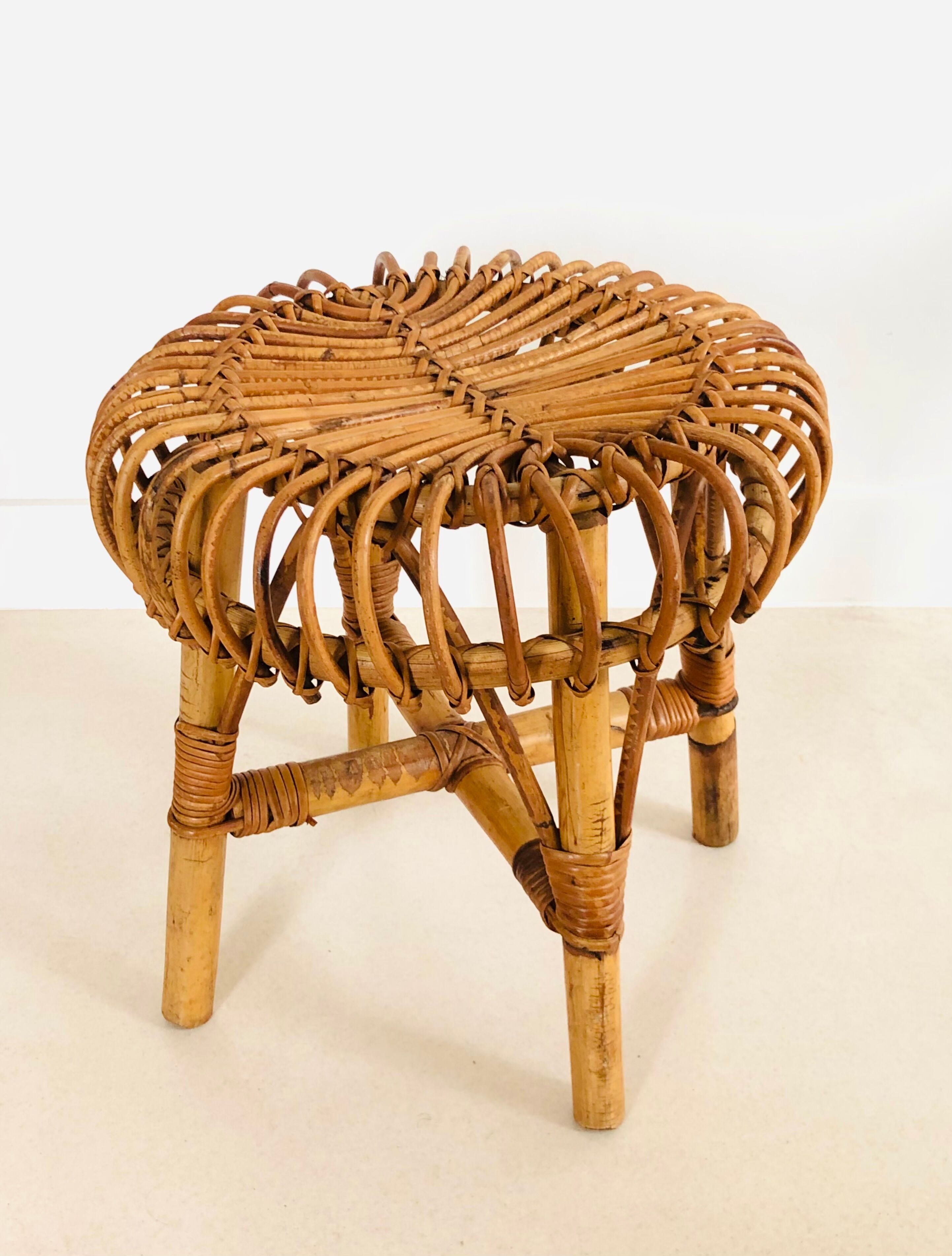 Rattan stool by Franco Albini for Vittorio Bonacina, Italy 60s