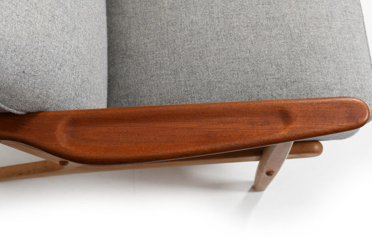 1950s danish 3-seater sofa in solid oak and teak