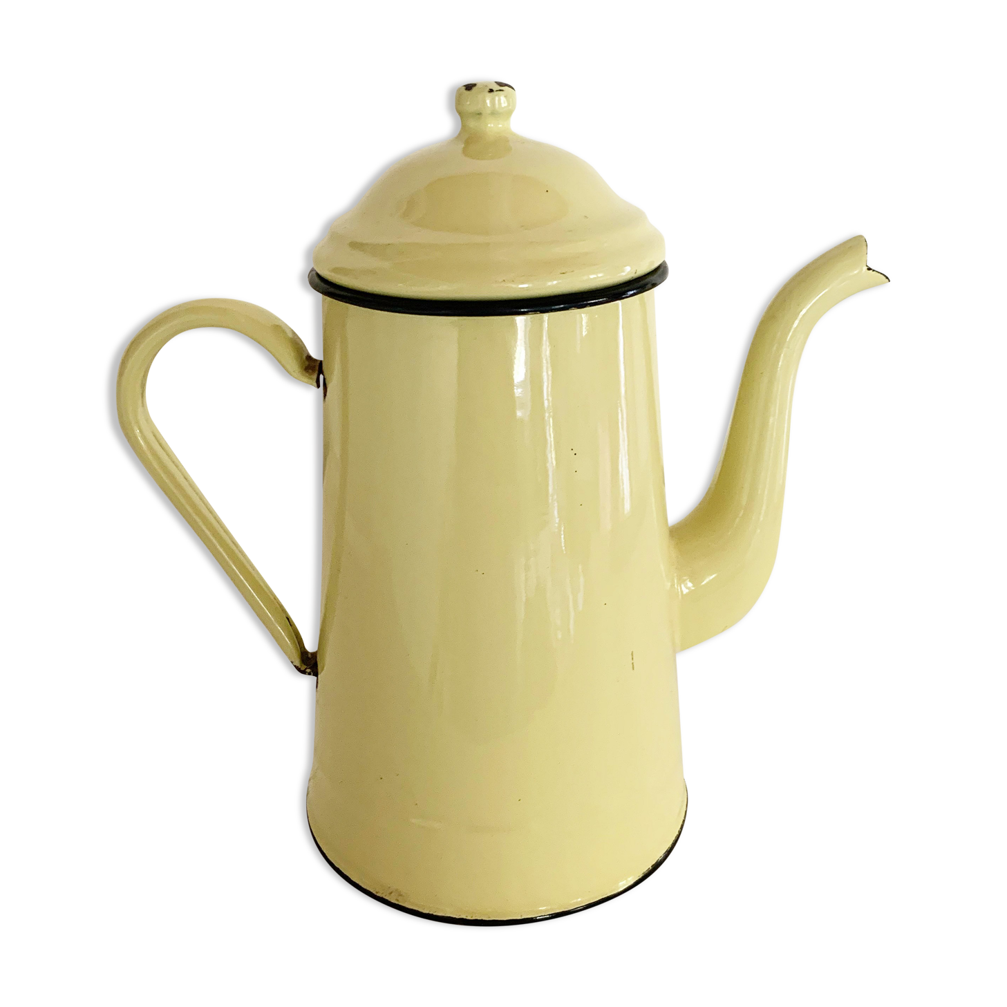 Vintage yellow and black enamelled coffee maker