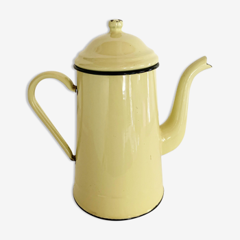 Vintage yellow and black enamelled coffee maker