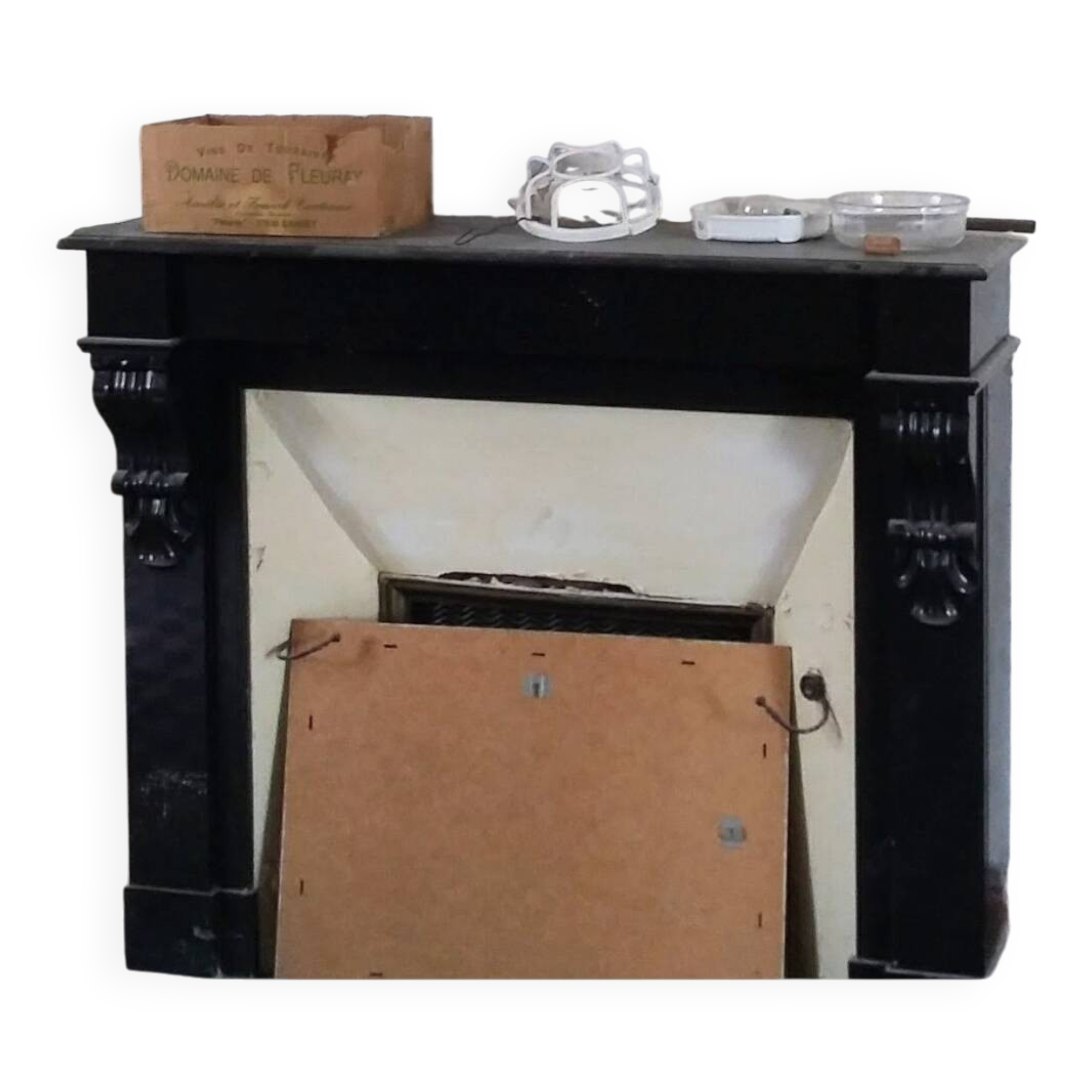 Antique Belgian Black Marble Fireplace - Napoleon III