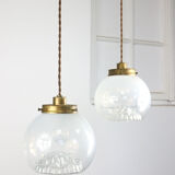 Vintage Murano Glass & Brass Pendant Lamp