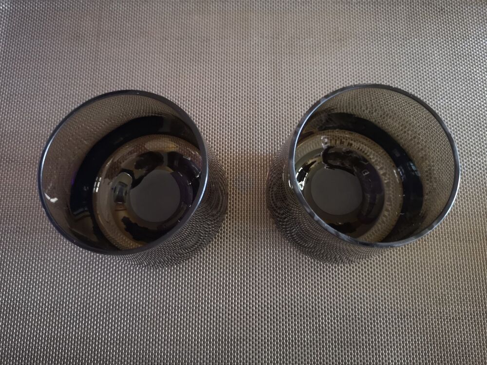 Pair of whiskey glasses/smoked thick glass cocktail - 1960s/1970s