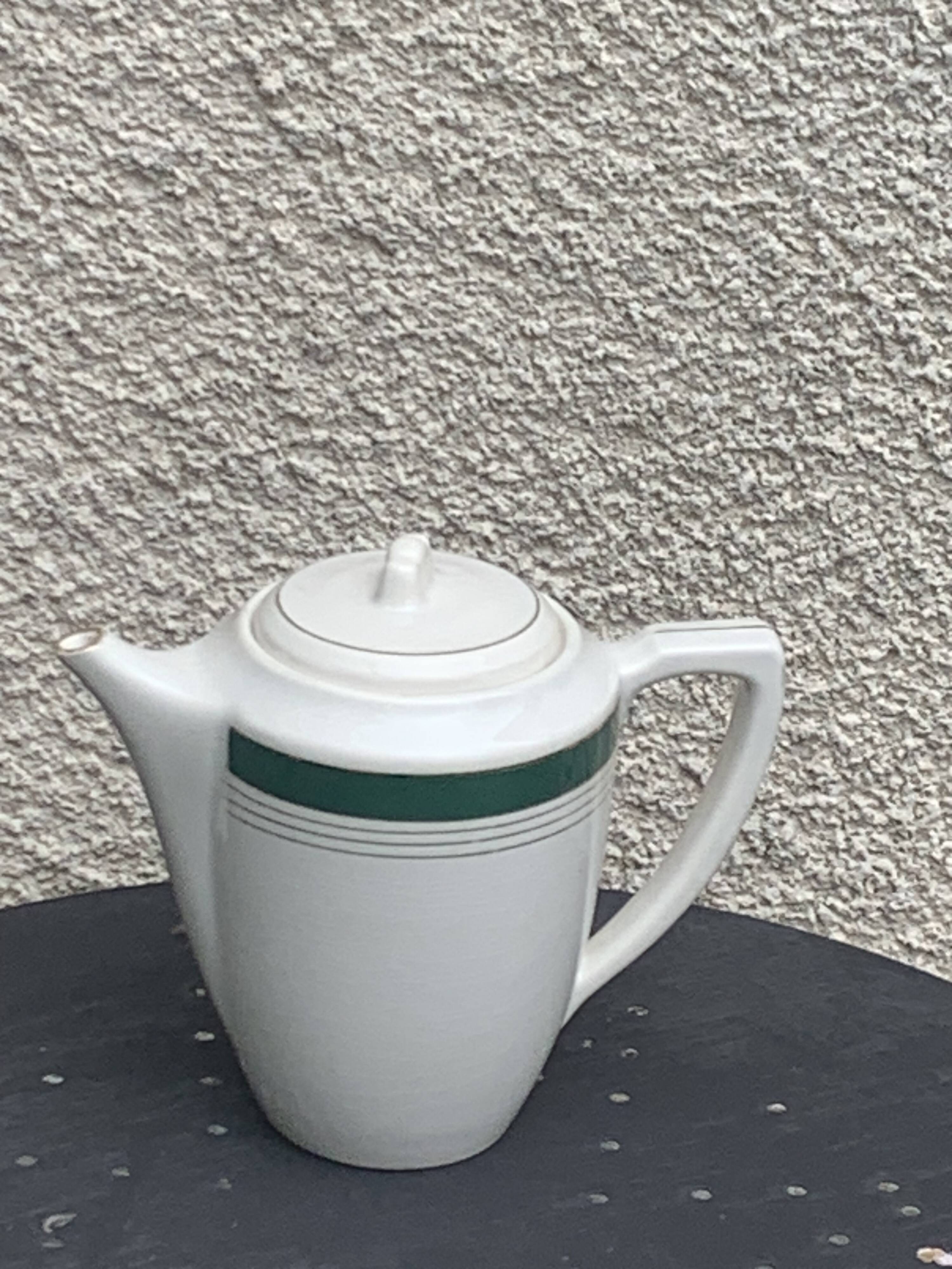 Coffee maker, milk jug and sugar bowl, Lumière, Digoin and Sarreguemines models