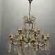 Large Florentine Tole Chandelier with Murano Glass Flowers, Italy, 195
