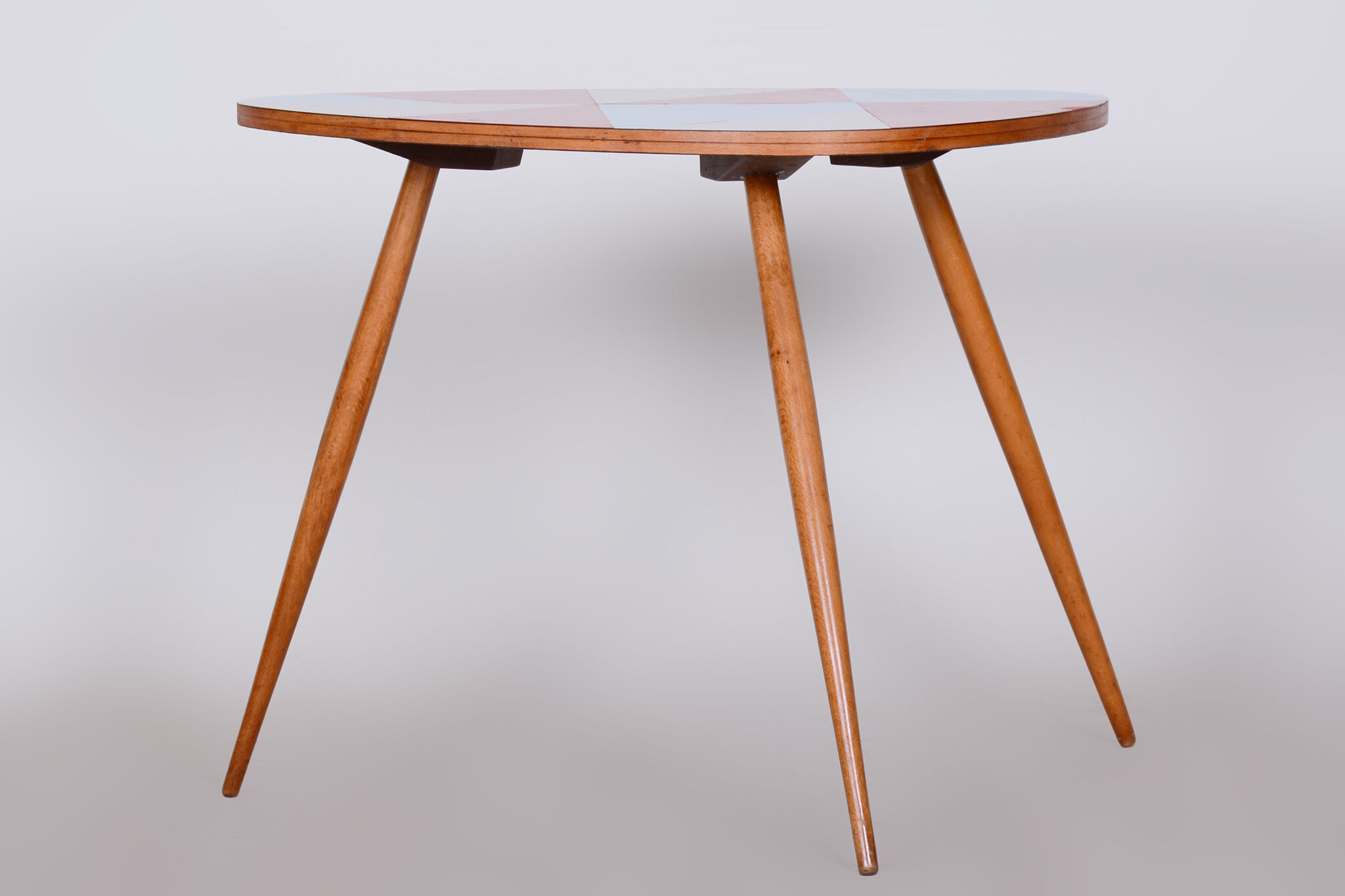 Small Restored MidCentury Table, Beech and Umakart, Czechia, 1950s
