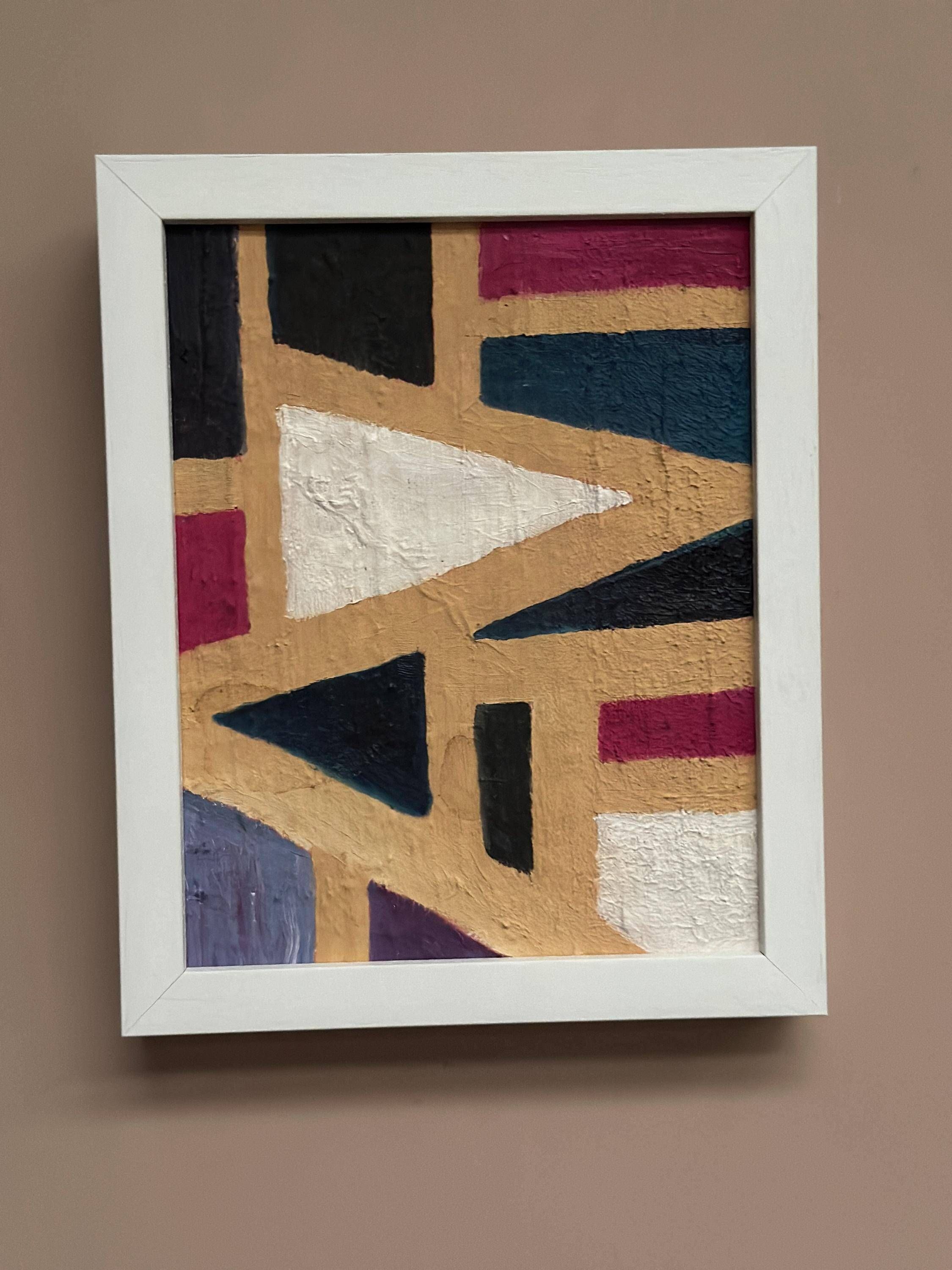 Swedish Oil on Canvas on Board – “Geometric Abstract” by C.A. Ekvall
