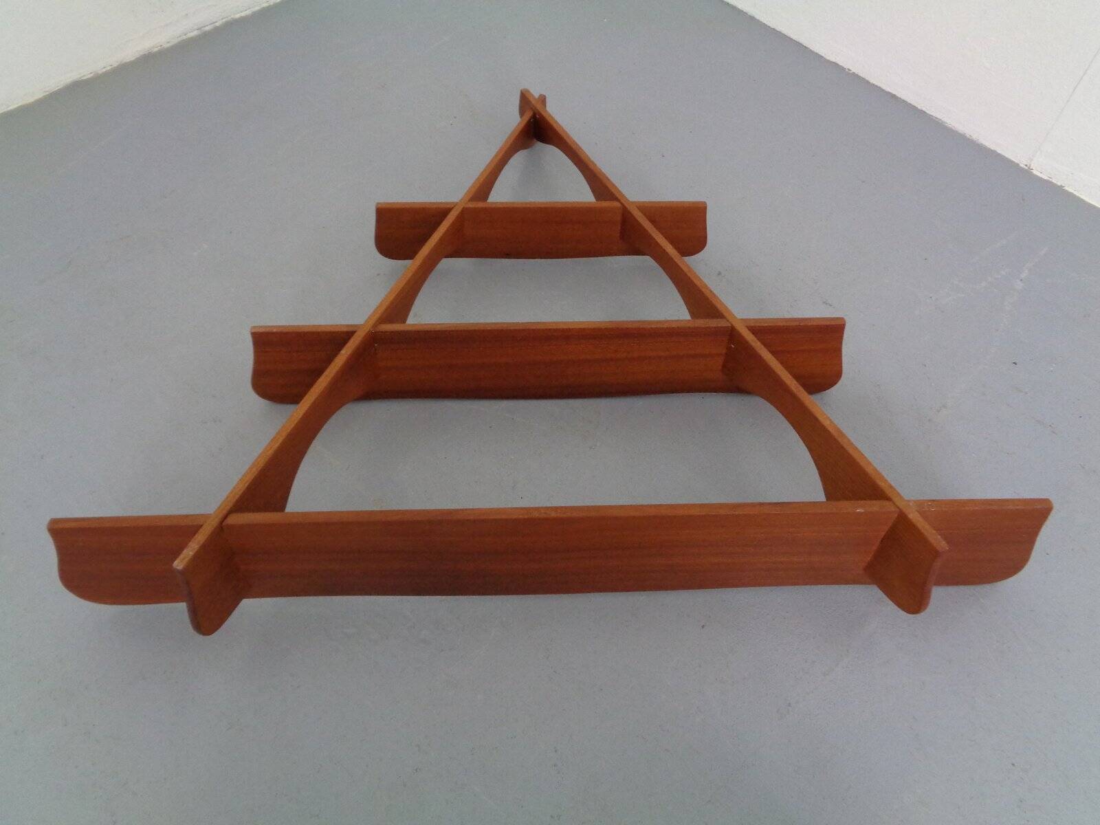Mid-Century Triangular Teak Wall Shelf, Germany, 1960s