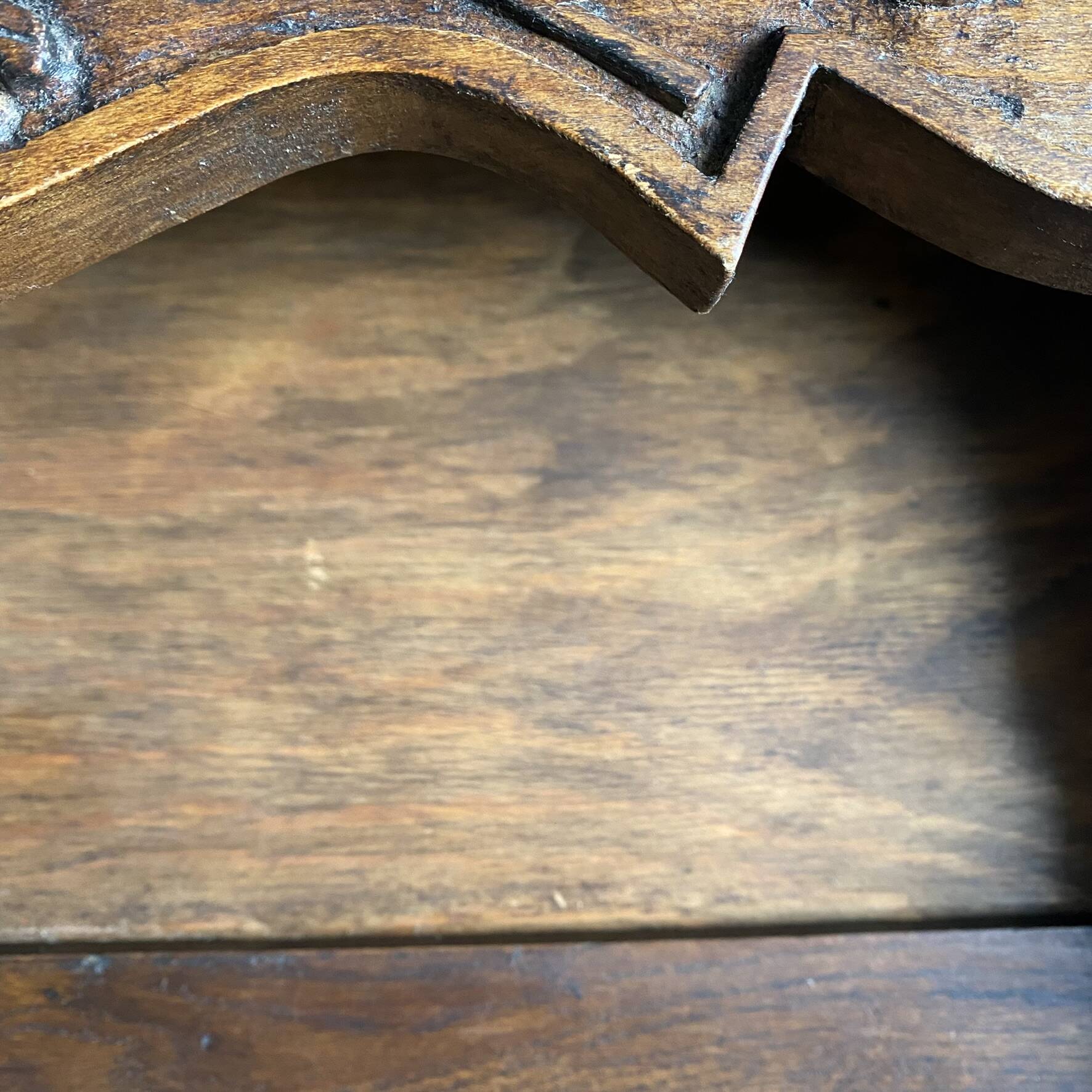 Old carved wooden kitchen shelf