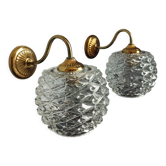 Pair of scones glass scones and vintage golden metal