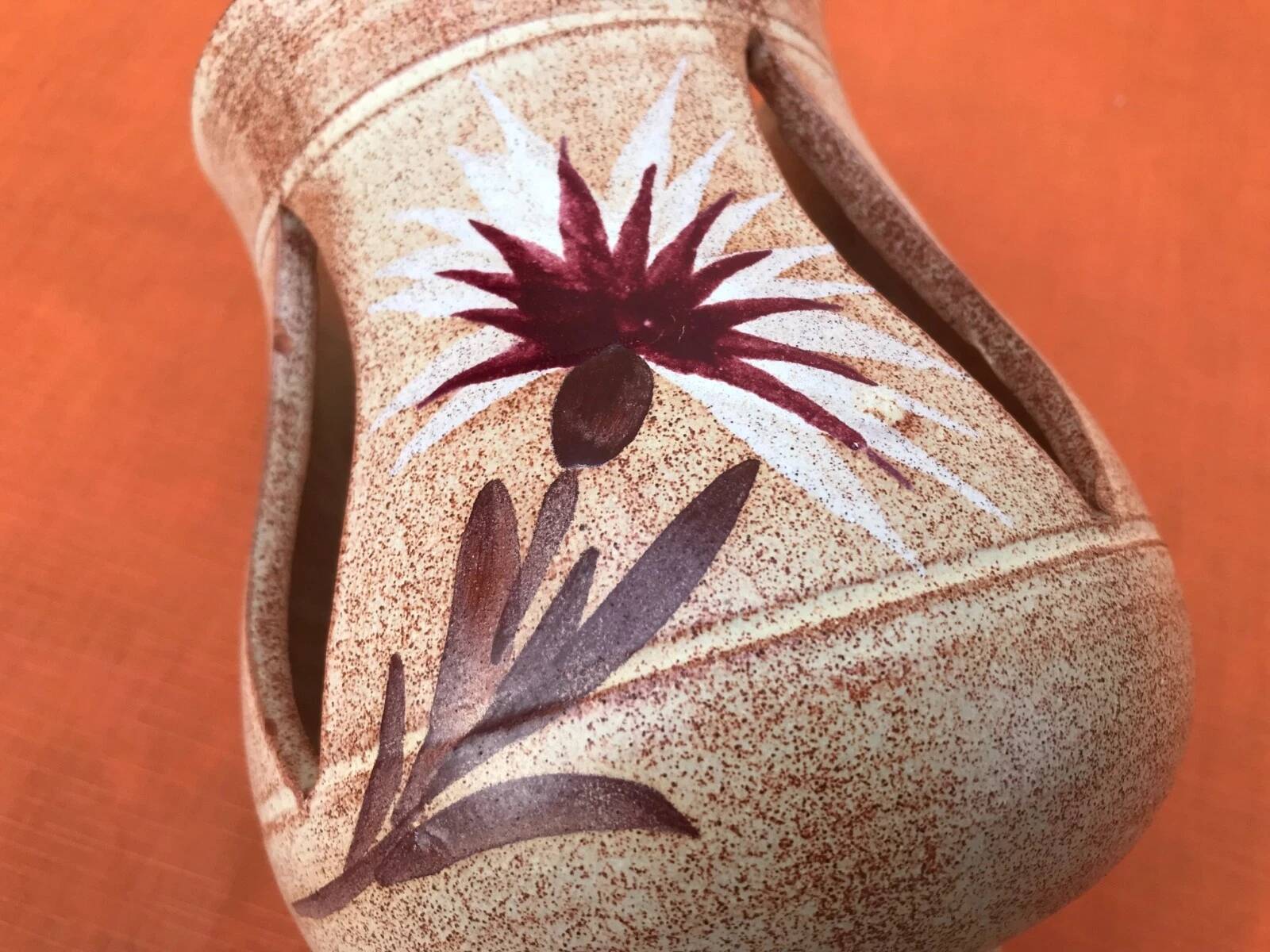 1970s Candle holder / Lantern on a ceramic pedestal with thistle decoration