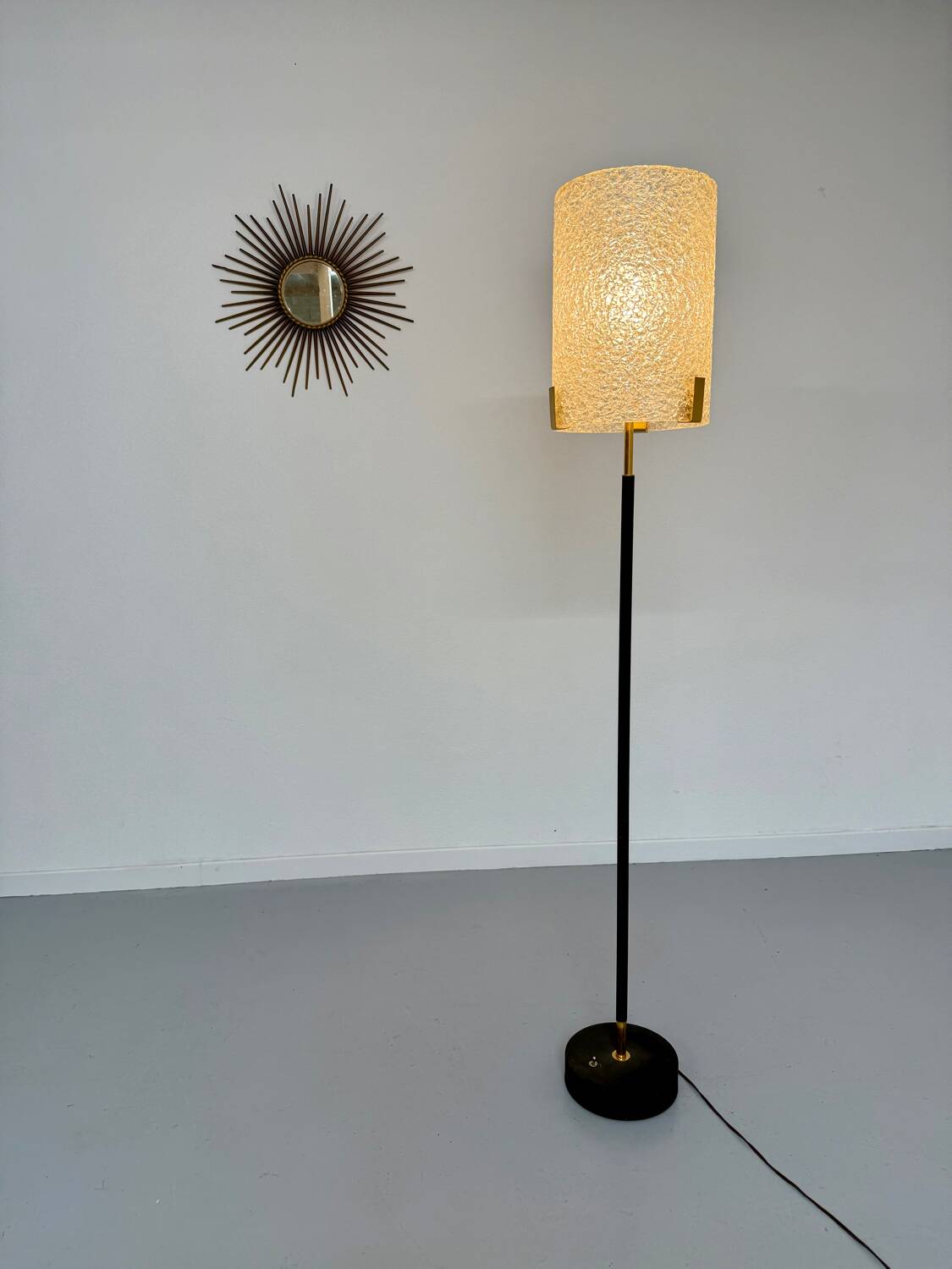 Old metal and persplex floor lamp, French design, vintage 60s